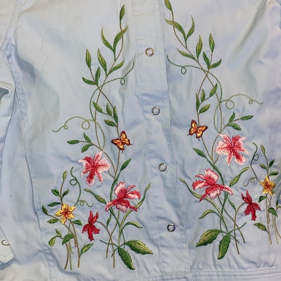 Victor Costa Occasion Light Blue embroidered snap up jacket size M - Picture 2 of 5